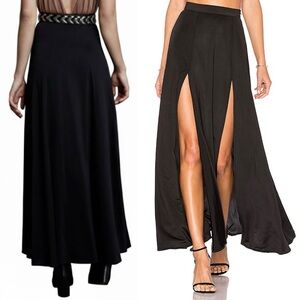 NWT NEW W/ TAGS WYLDR REVOLVE DREAM NIGHT BLACK DOUBLE SLIT MAXI SKIRT SMALL HOT